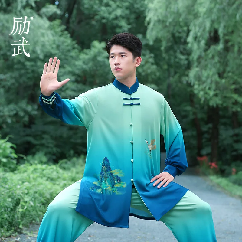 Tai Chi Kung Fu Uniform Traditional Chinese Clothing Long Sleeved Wushu TaiChi Men KungFu Uniform Suit Uniforms Exercise Clothes