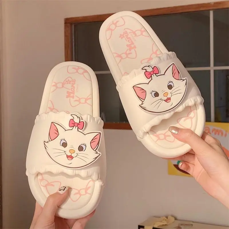 Kawaii disney marie kocour dámská bačkory léto soft-soled kreslený koupelna sandály eva antikluzké bačkory být schopen být worn venku