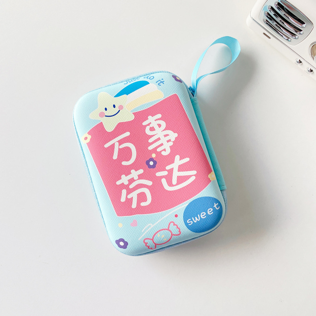 Cute Storage Bag USB Charger Cable Data Line Organizer Pouch Mini Square Zipper Coins Storage Case Earphone Accessories