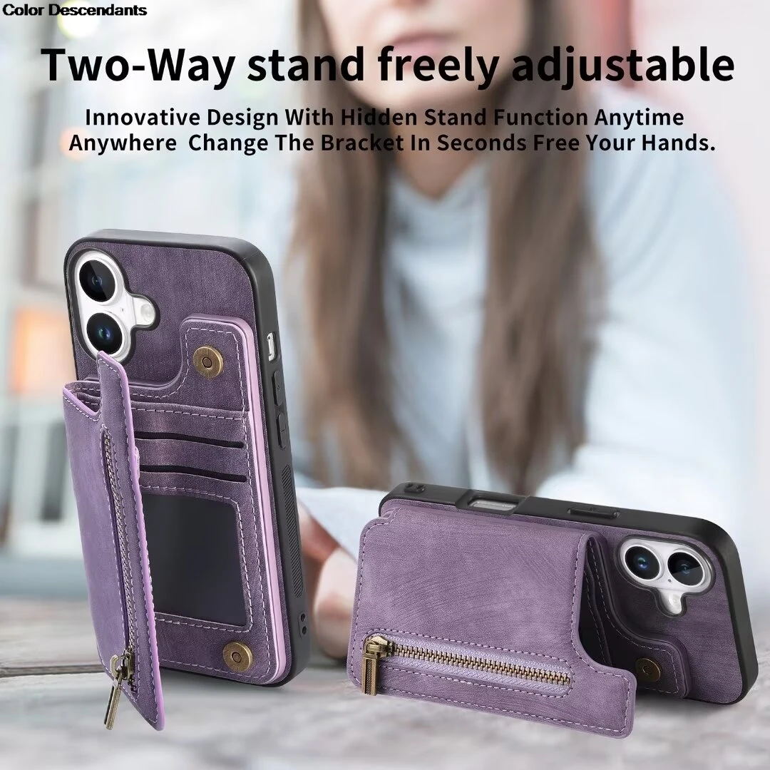 Luxury Zipper Wallet Leather Phone Case Cover