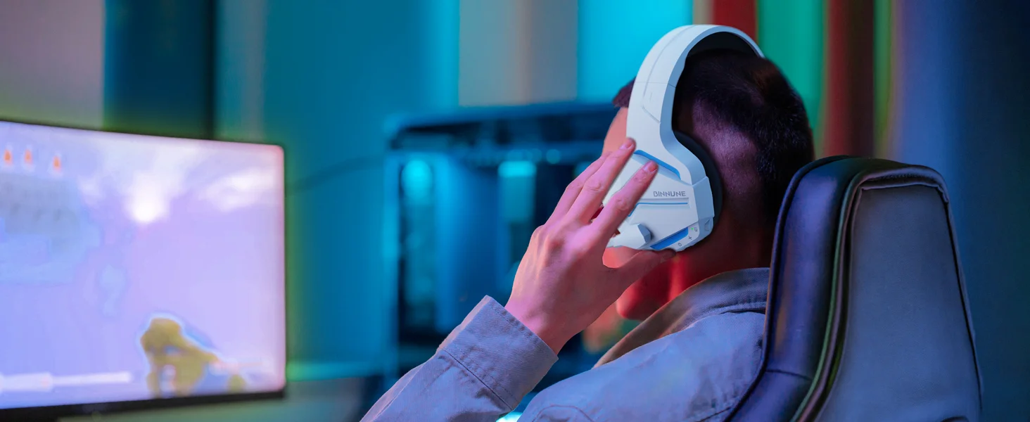 BINNUNE BW01 Kabelloses Gaming-Headset mit 2,4 GHz für PS5, PS4, PC, 120 Stunden Bluetooth 5.3-Gaming-Kopfhörer mit geräuschunterdrückendem Mikrofon – Detail 9