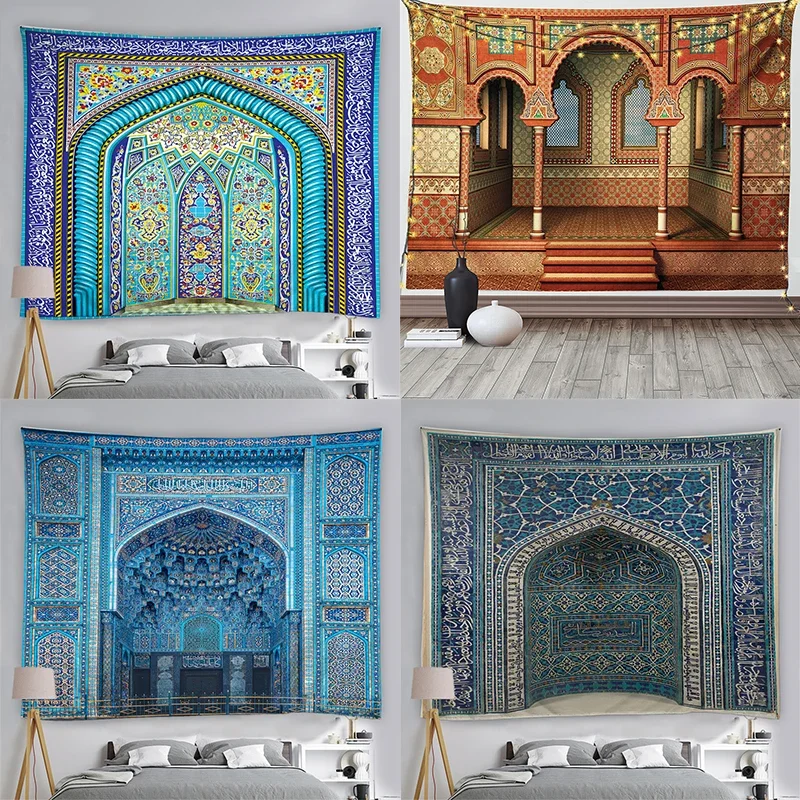 Islamic Tapestry Moroccan Architecture Wall Hanging Retro Luxury Geometric Pattern Oriental