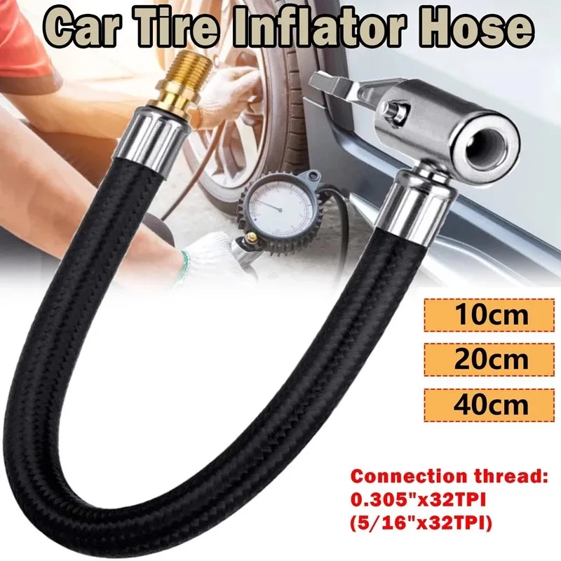Tire inflator tube adapter STONEGO car tire inflator hose inflatable air pump extension tube twist tyre connection locking air chuck
