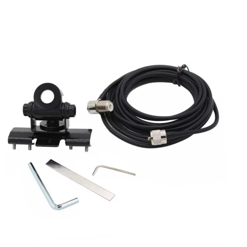 

RB400 Car Antenna Mount Bracket Clip with 5M Extension Coaxial Feeder Cable for Baofeng TYT QYT Mobile Radio Accessory