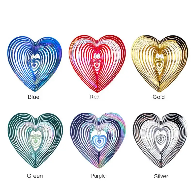 Gradient Color Wind Spinner Catcher Stainless Steel 3D Flowing Light Effect Wind Chimes Parts Outdoor Garden Yard Bedroom Decor