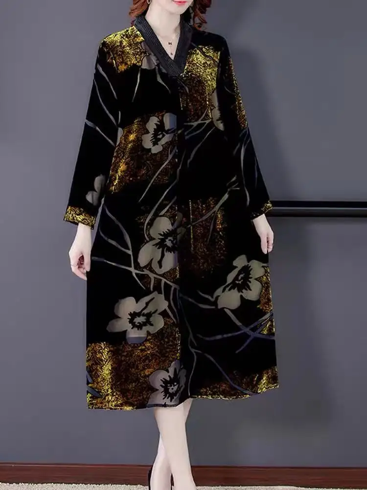 

Новинка лета 2023, черное шелковое винтажное свободное платье средней длины, женское элегантное женское Повседневное платье для отдыха, красивое платье