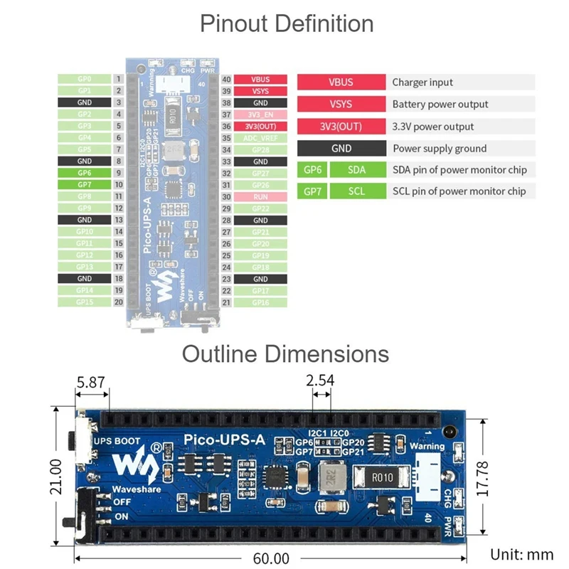 Waveshare UPS  ͸ ,   ڿ,    ġ , I2C ̽, 5V  