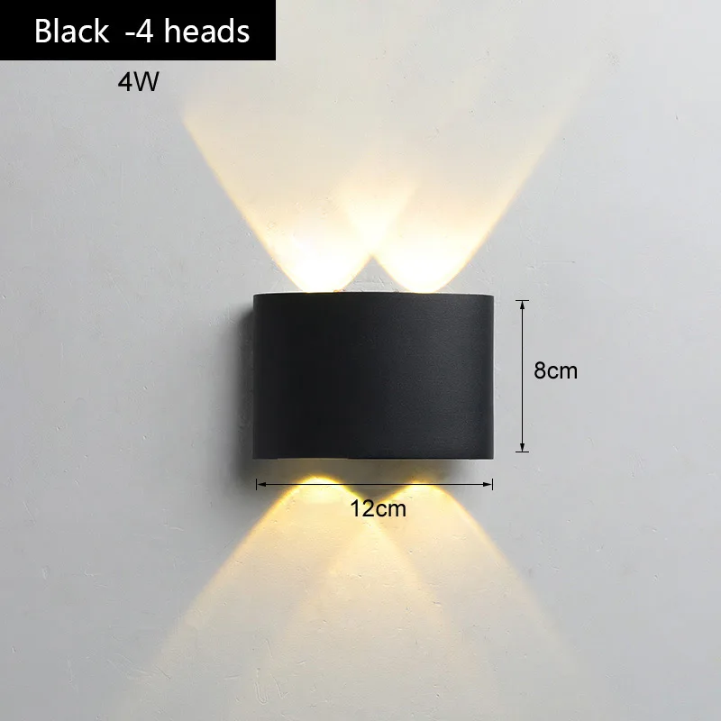 Lámparas de pared internas modernas para exteriores, lámpara LED blanca  cálida exterior IP65, impermeable, baño de aluminio negro con pantalla