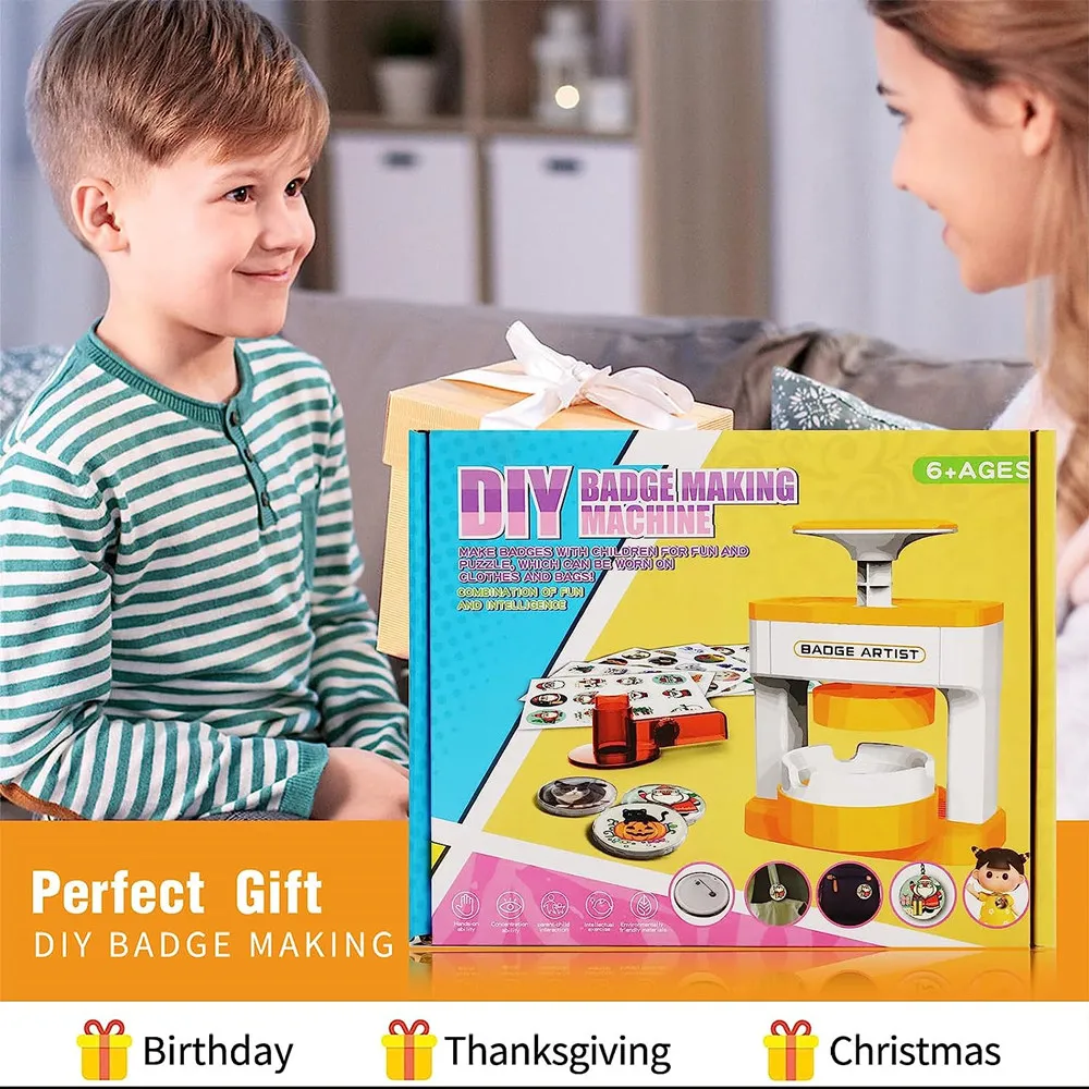 badge maker 55MM Badge Maker Machine Installation-Free DIY Pin Button Press 48Pcs Button+Circle Cutter