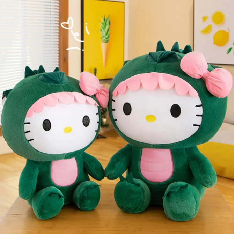 

35-80cm New Anime Sanrio Kawaii Dinosaurs Hello Kitty Plush Toys Large Pillow Cartoon Cute Comfortable Stuffed Dolls Gifts