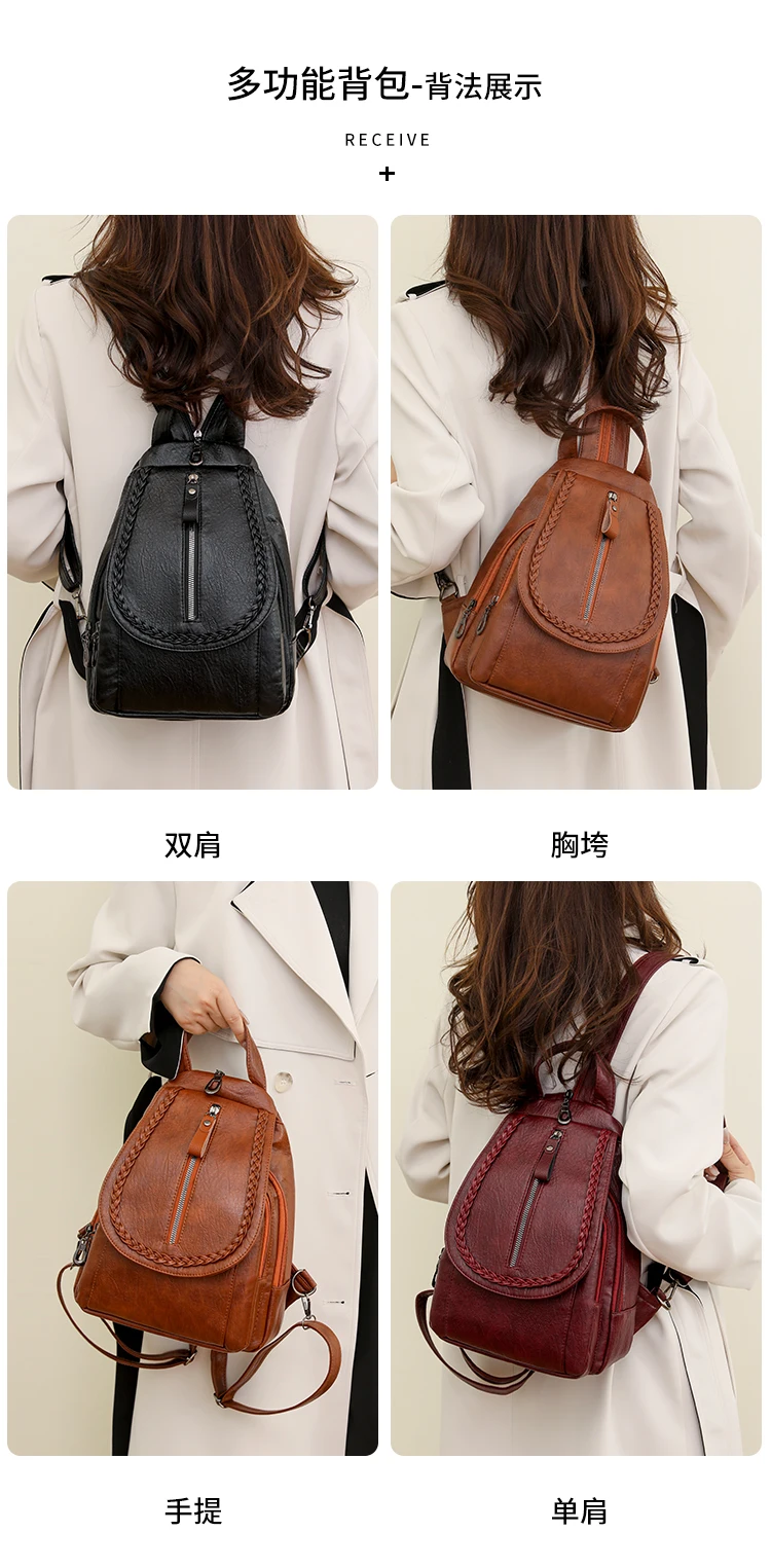 Soft leather shoulder bag for women 2025 new fashionable mini shopping backpack chest bag casual versatile diagonal cross bag