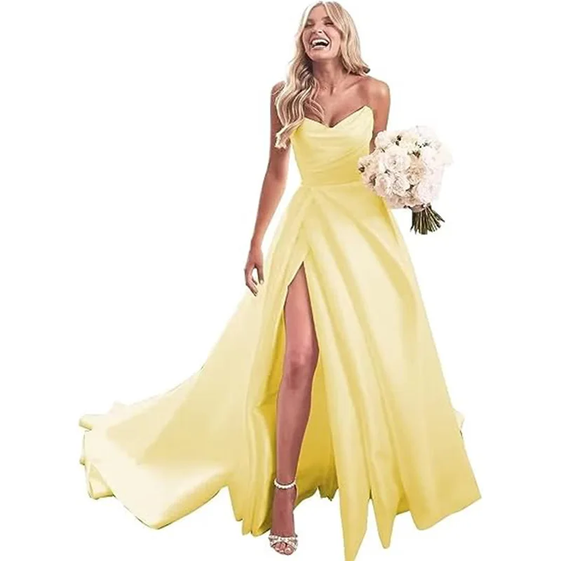 MK1599-Strapless simple and elegant wedding evening dress
