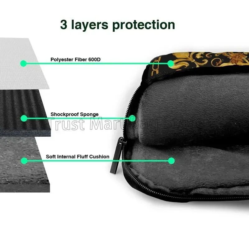 Golden Lion Baroque Pattern Laptop Shoulder Bag Compatible with 13/14/15.6 Inches Laptop Netbook PC Cover Pouch
