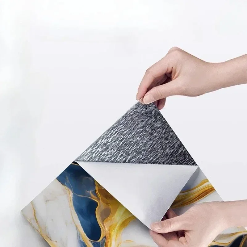 Waterproof Marble Effect Tile Stickers for Bathroom Kitchen Wall