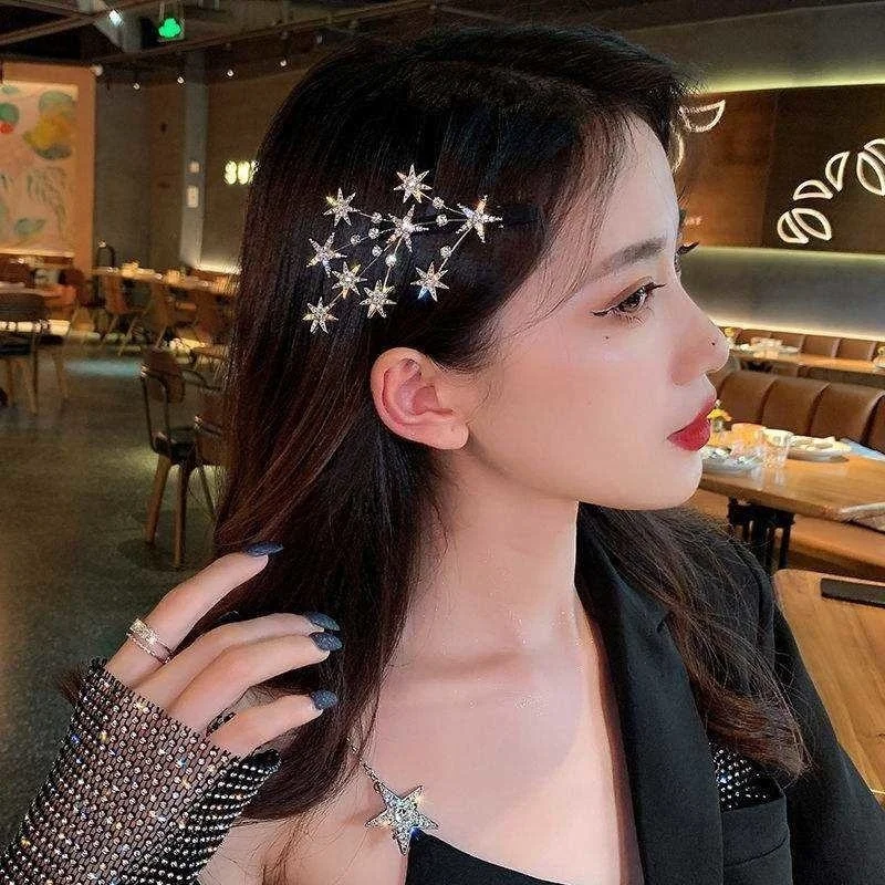 2022 Korea New Sweet Crystal Hair Clip Headwear For Women Fashion Girl Gold Silver Hairgrip Hair Accessories Barrettes Side Clip claw hair clips