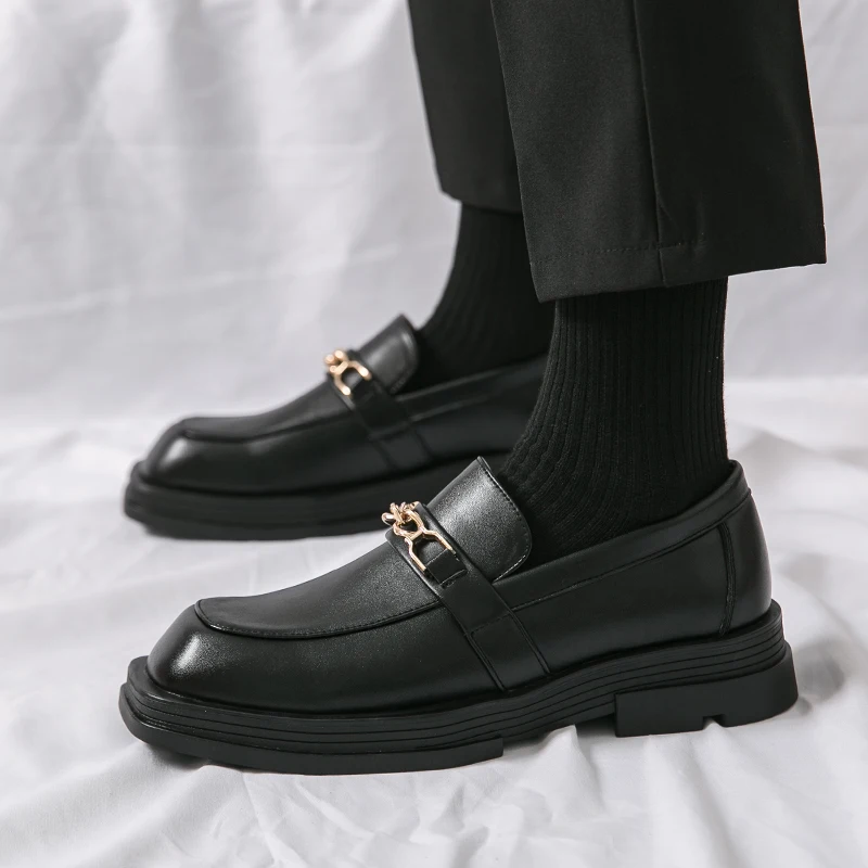 New European and American Fashion Lefu Shoes Men Shoes Black and White Texture Transparent Versatile Business Dress Shoes 38-45