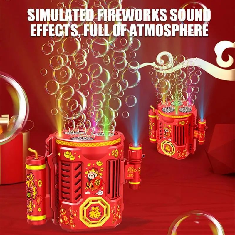 

Bubble Machine For Kids Lights Sounds Bubble Firework Blaster Bubble Party Favors New Year Toy Portable Fireworks Bubble Machine