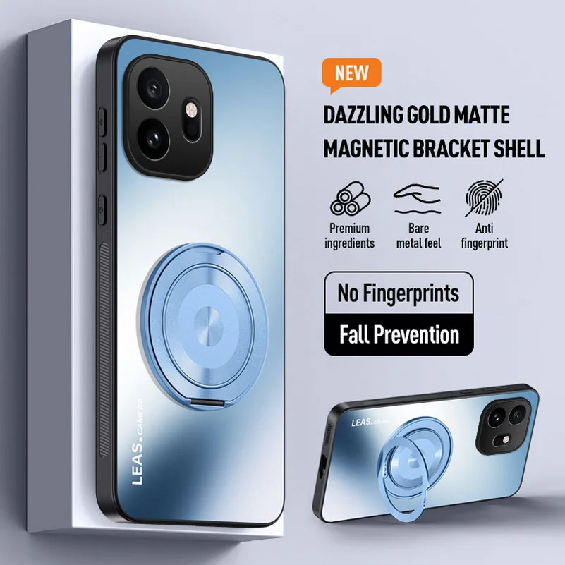 AG Matte Back Panel Metal Magnetic Holder Case - Sleek and Secure Design