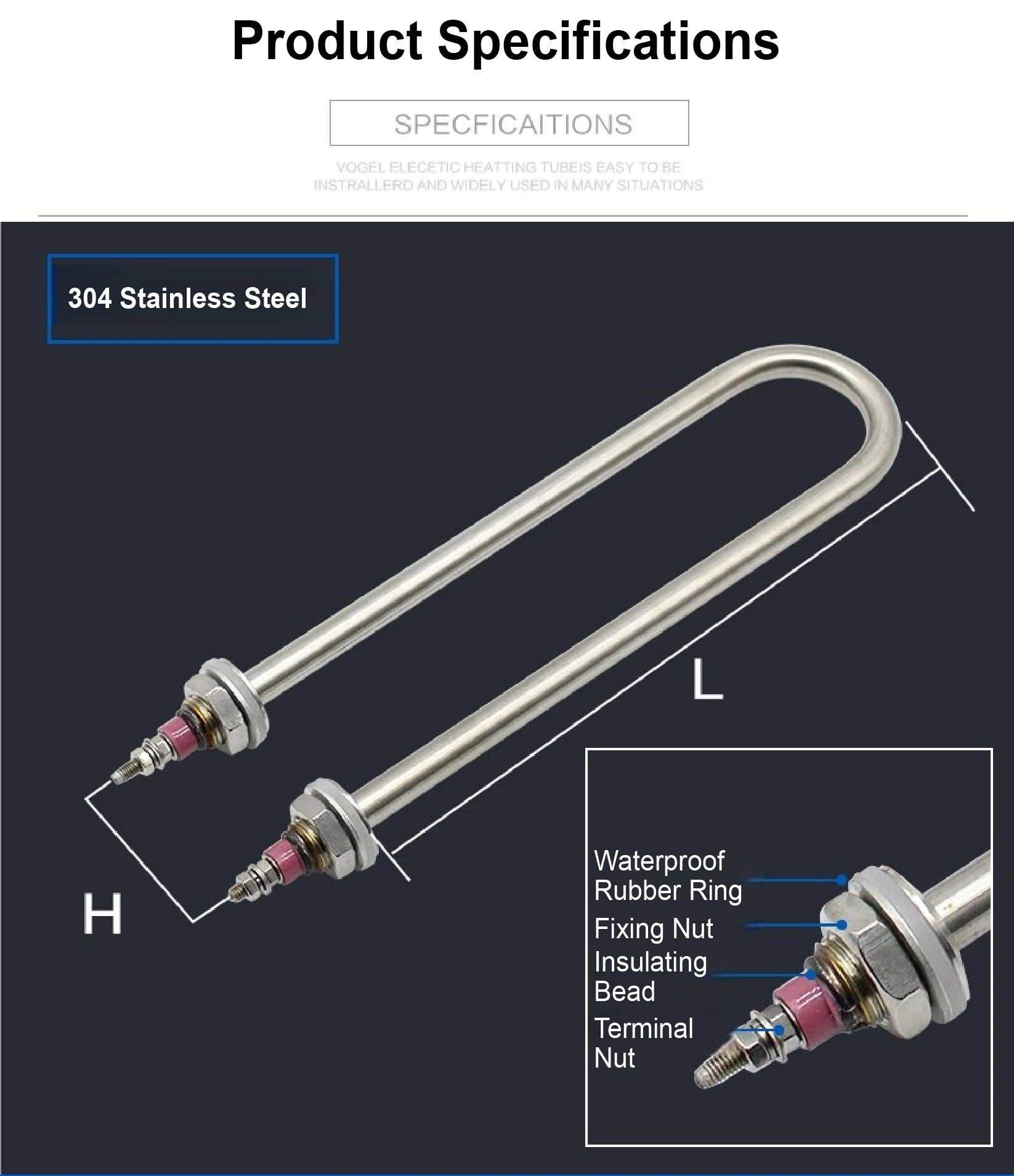 U Shaped Heating Element 220V 380V Stainless Steel Electric Heating Tube for Wat