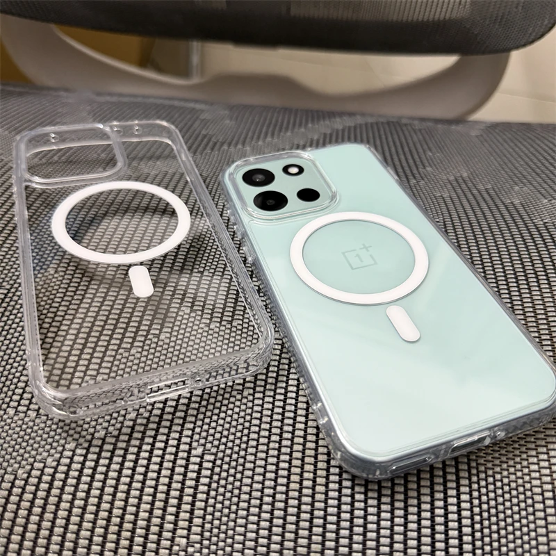 Magnetic Transparent Acrylic Phone Case with Protective Bumper