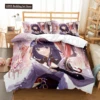 Genshin Impact Raiden Shogun Pillowcase Bedding Bag Cartoon 3 Pcs Set Anime Customize Bedding Decoration Cute Quilt Cover 1