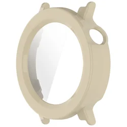 Enhanced Protective Shell with Glass for Smartwatch - Durable Smartwatch Bumper and Cover Accessory (Beige)