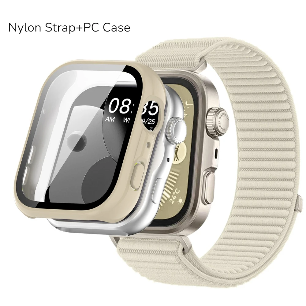 Premium Nylon Strap with Durable PC Case for Smartwatch – Tempered Glass Protection Included