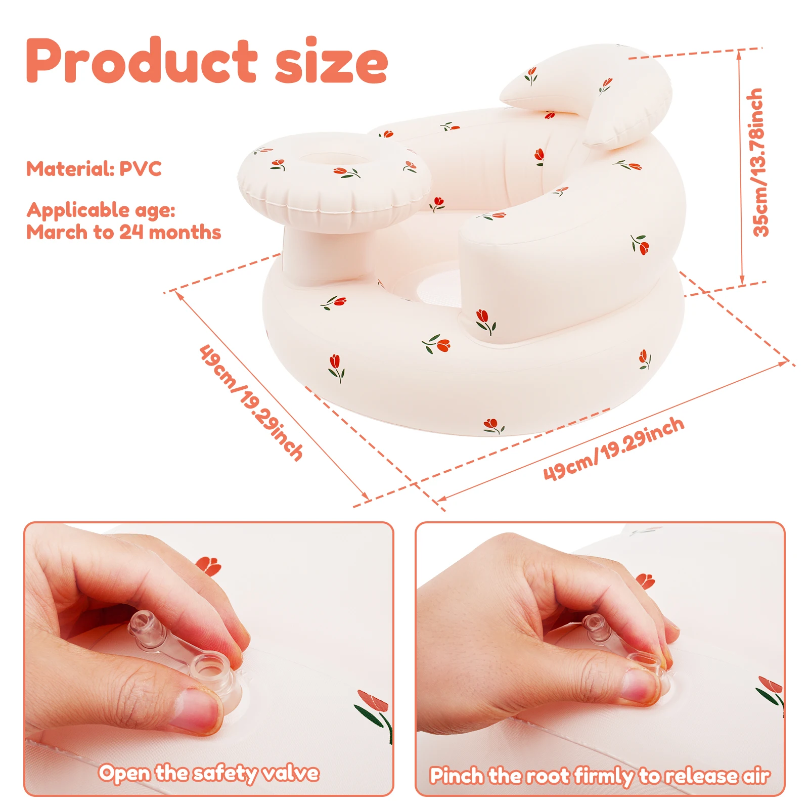 Inflatable Baby Seat Breathable Inflatable Baby Chair Portable Blow