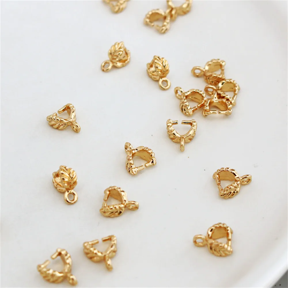 

14K gold clad tree leaf clip buckle melon buckle claw diy crystal jade pendant buckle accessories necklace pendant buckle