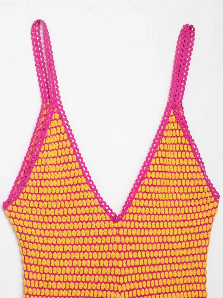 Sexy Party Chic Women Dress Jacquard Knitted Backless Sleeveless Short Dresses Woman New Fashion 2025 Summer Dress