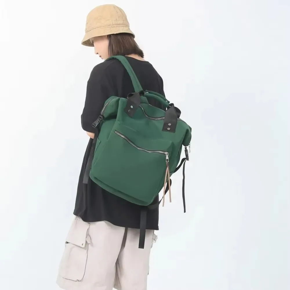 Green Backpack for Boy Girl's Students Nylon Waterproof Multifunctional Handbag Textbook Bag Youth Travel Sports Backpack Black