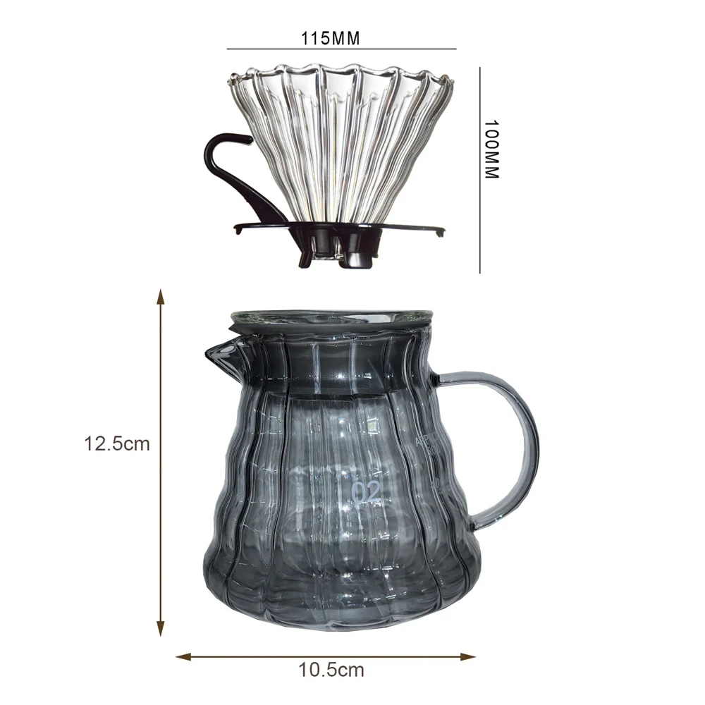 Caffettiera in vetro da 400 ml, caffettiera da versare sopra con caffettiera in vetro a goccia riutilizzabile con filtro a rete in acciaio inossidabile(B
