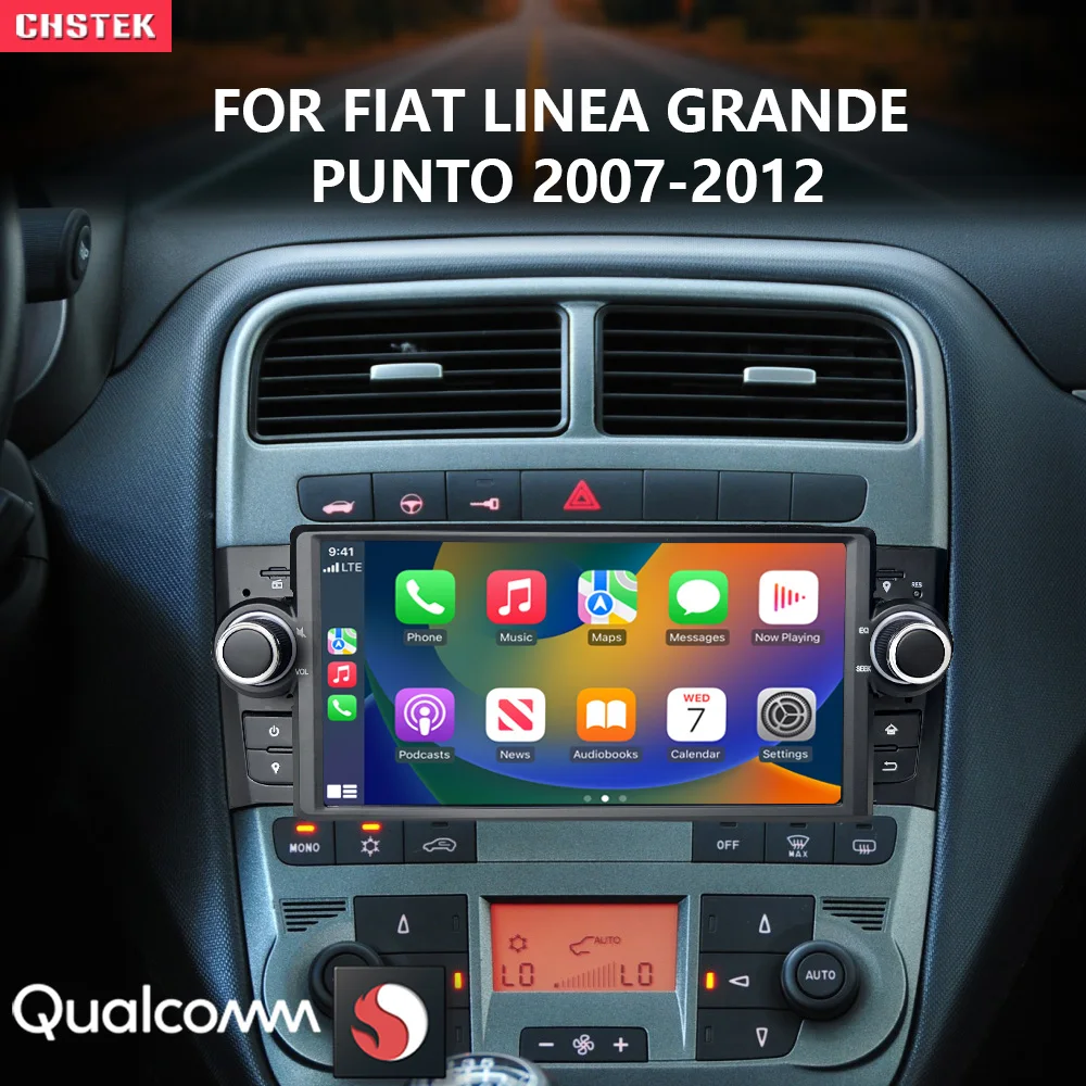 Chstek Android 13 Autoradio Stereo Carplay Navigazione Per Fiat Linea Grande Punto 2007-2012 Autoradio Qualcomm Bluetooth Wifi 4G