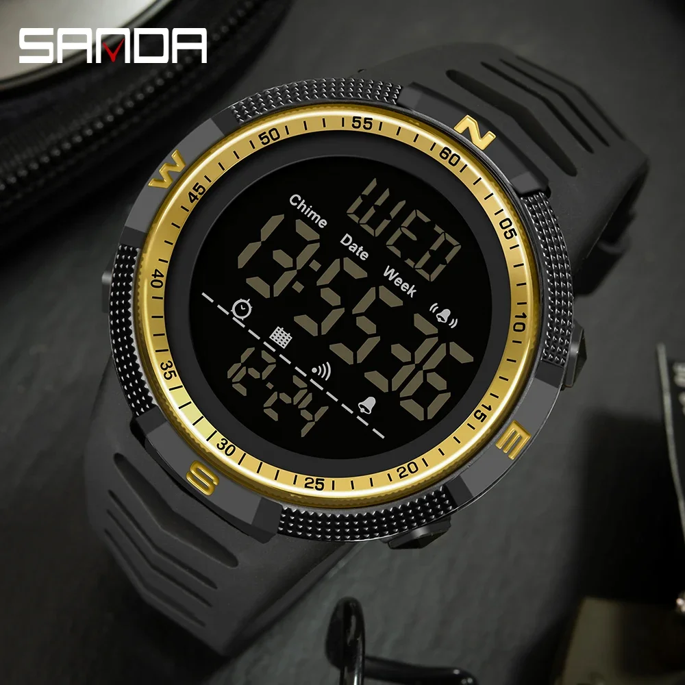 SANDA 6014 Top Brand Waterproof Men Watch Multifunctional Luminous Digital Wristwatch Outdoors Sports Student Watches Fashion 3