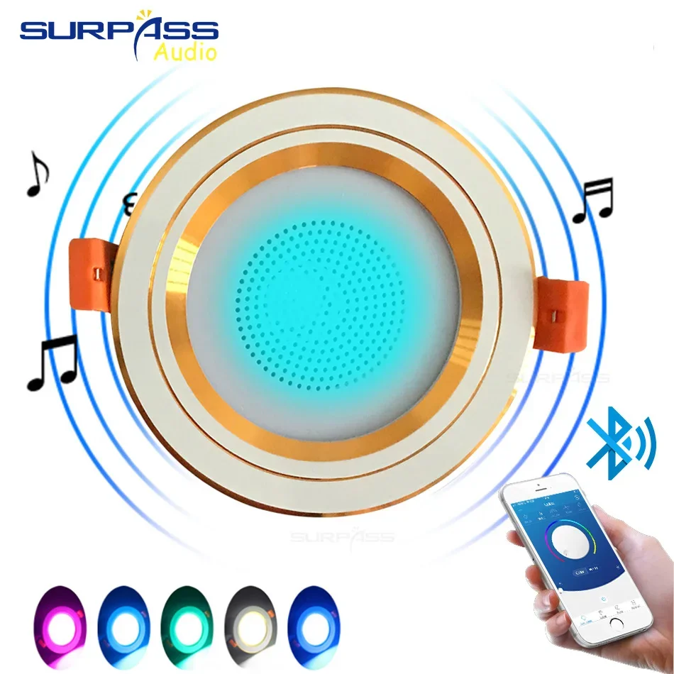 LED Smart Music Lamp Intelligent Background Music Light Ceiling Speakers With Adjused Lights Smart Bluetooth Downlight Speaker bluetooth speaker wall ceiling speaker led ceiling lamp