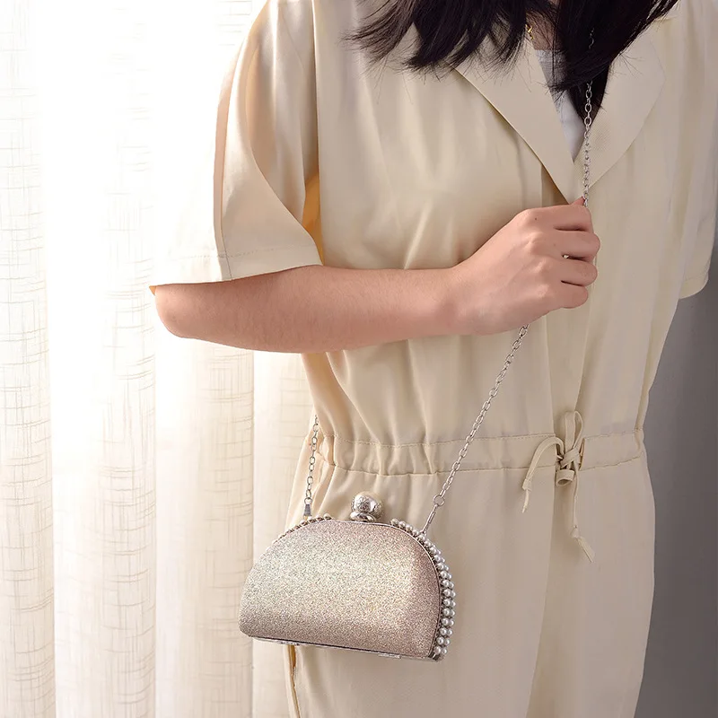 New WOMEN'S Pearl dinner bag trendy all-match ins chain shell clutch bag women