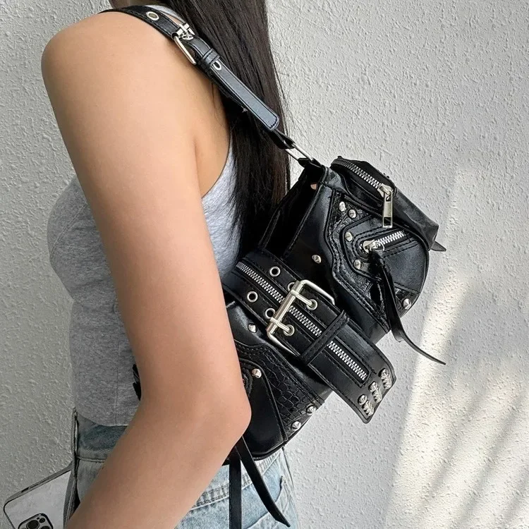 레트로 쿨 핫 걸 언더암 백 여성용 고급 중량급 모터사이클 백 2025 다용도 출퇴근용 싱글 숄더 핸드백 - AliExpress