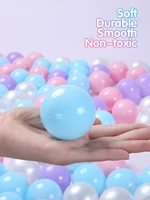 BPA Free Non-Toxic 5.5CM 100pcs Soft Plastic Ball Pit Balls with Bag 4 Colours Purple Pink Light Blue and Pearl White 1