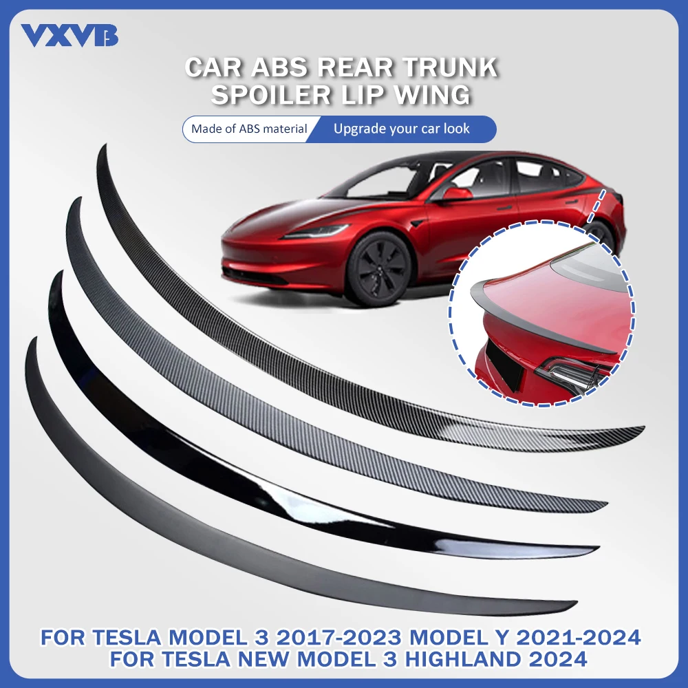Spoiler arrière de tronc pour Tesla Model 3 Model Y 2017-2023 pour Model 3 Highland 2024 en fibre de carbone ABS aile voiture accessoires extérieurs