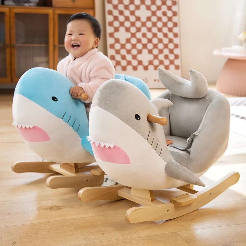 Blue Castle Cute Shark Rocking Children Chair with Perfect for Baby and Toddler，Can Play Chinese Version Music/tell Stories