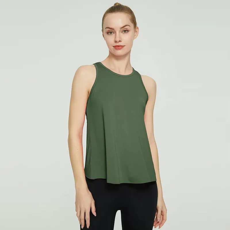Solid Yoga Vest Women'S Slim Sports Running Large Fitness Shirt