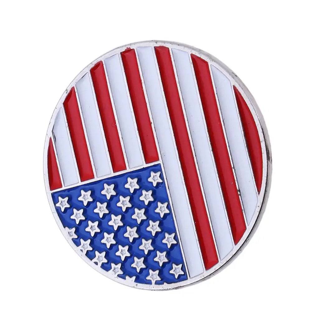 Golf Ball Marker With Hat Clip "American Flag" 24mm for Ball Marker