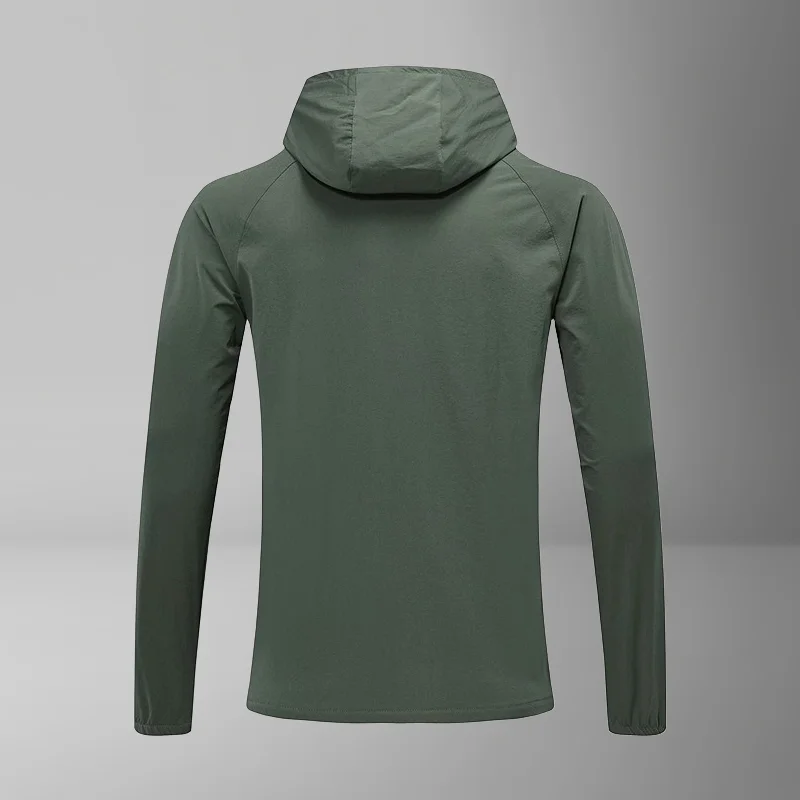 Spring Hooded Sports Jacket Solid Color Casual Hoodie Outdoor Running Fitness Wear