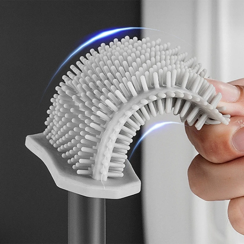 Silicone Toilet Brush Toilet Brush Holder With Wall Mounting & Turbo Drying