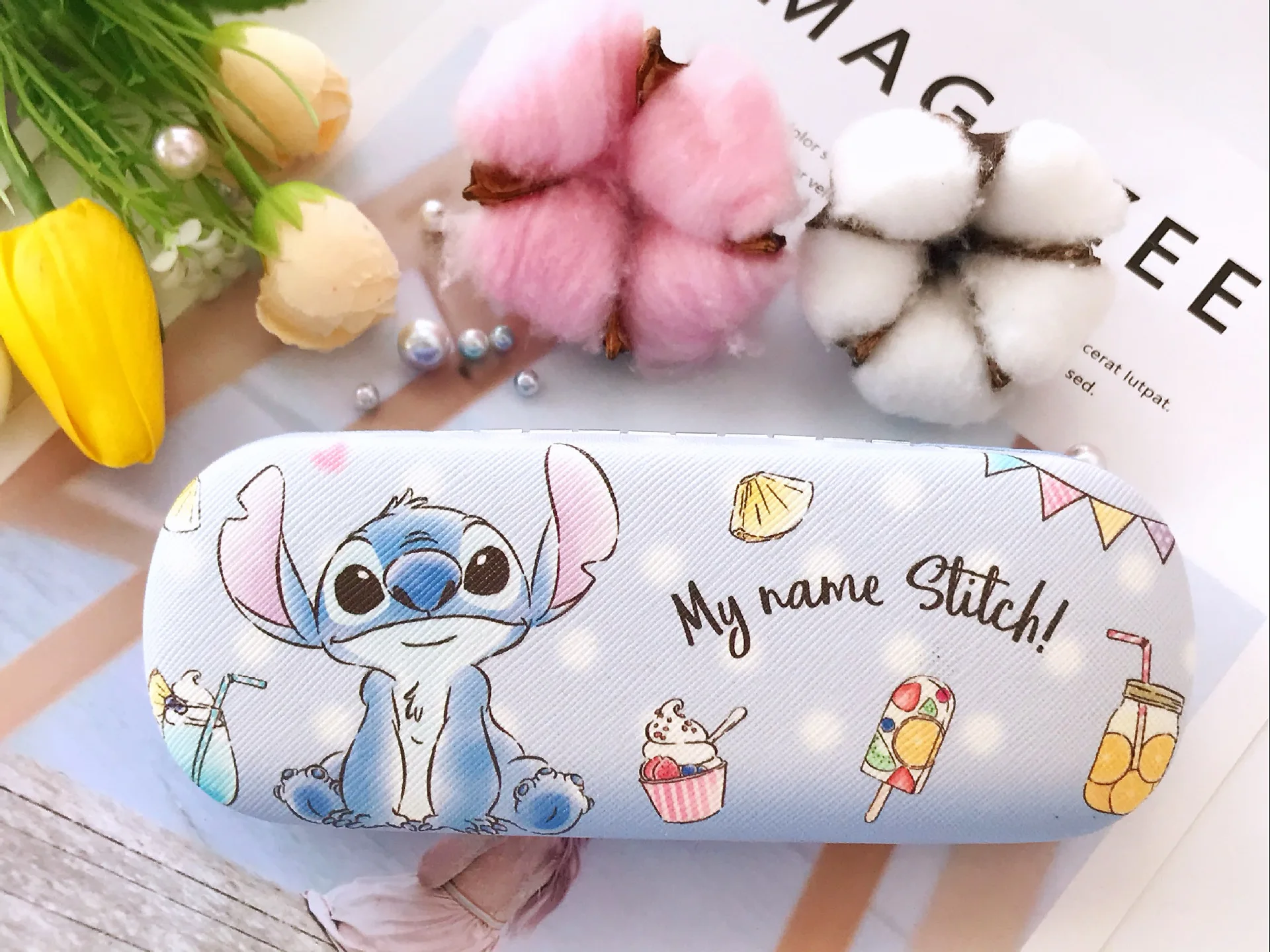 Disney Stitch Printed Glasses Case Hard Shell Holder Student Glasses Storage Box Anime Figures Stitch Glasses Case Kids Gifts