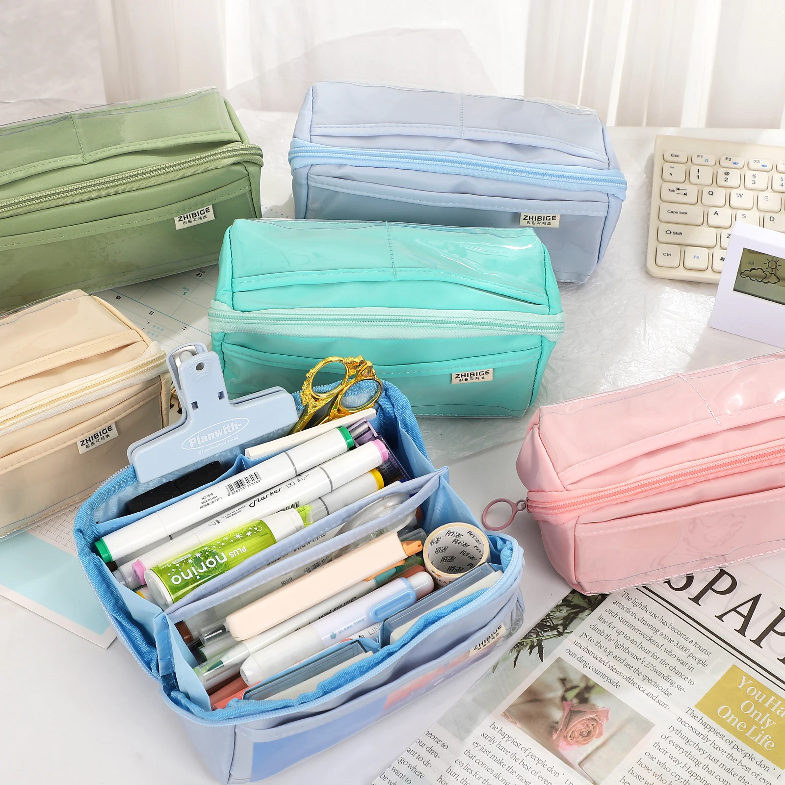 

1 Pc 10 Layers Prism Large Capacity Pencil Case Stationery Bag Creative DIY Journal Student Supplies Stationery