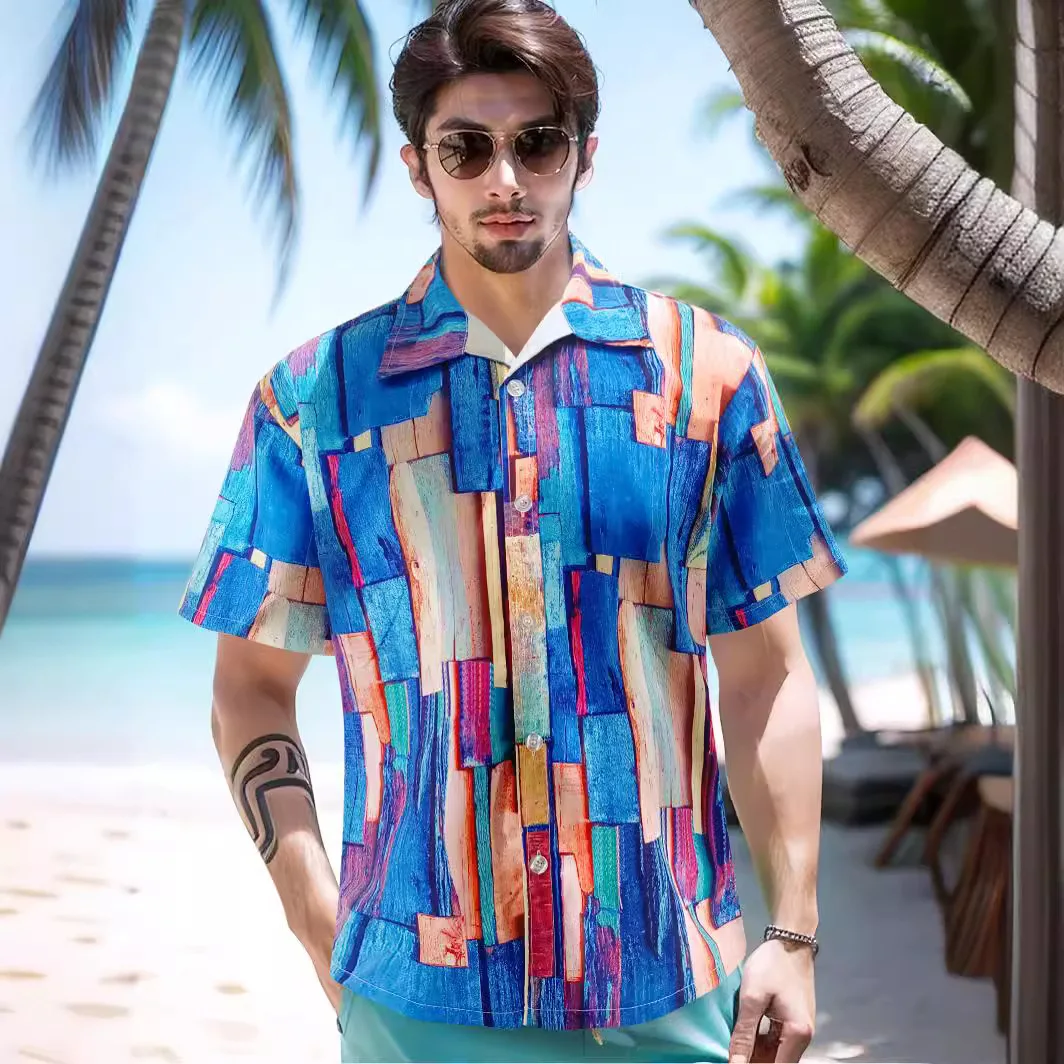 

Free Shipping 2024 Aliexpress New Hawaiian Flower Shirt Men's Popular Loose Beach Vacation Short Sleeved Shirt EU Size