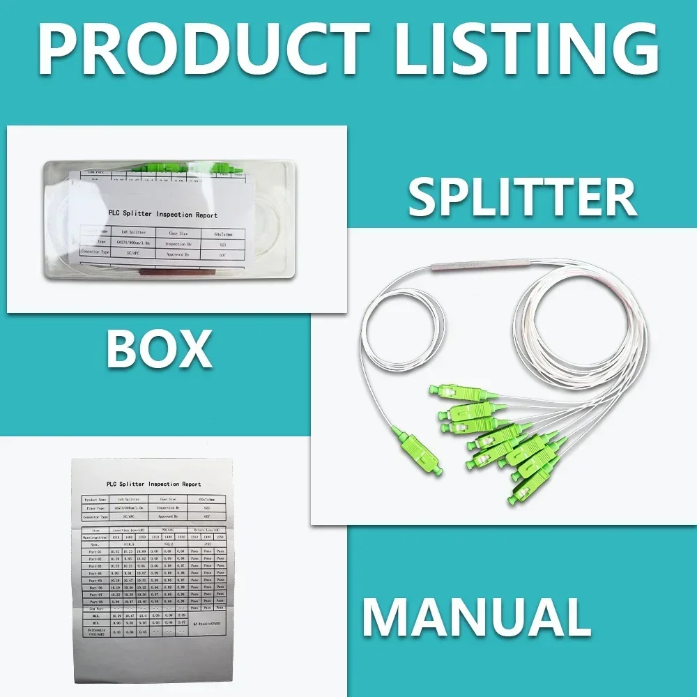 OPTFOCUS 10pcs Splitter PLC SC APC 1X8 1X16 FTTH Fiber Optic Splitter SM 0.9mm 1m Cable SC/APC Connector Free Shipping