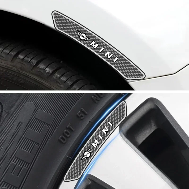 4개 자동차 휠 허브 림 스티커 자동차 장식 데칼 카본 파이버 스티커 미니 쿠퍼 S R50 R52 R53 R55 R56용 자동차 액세서리