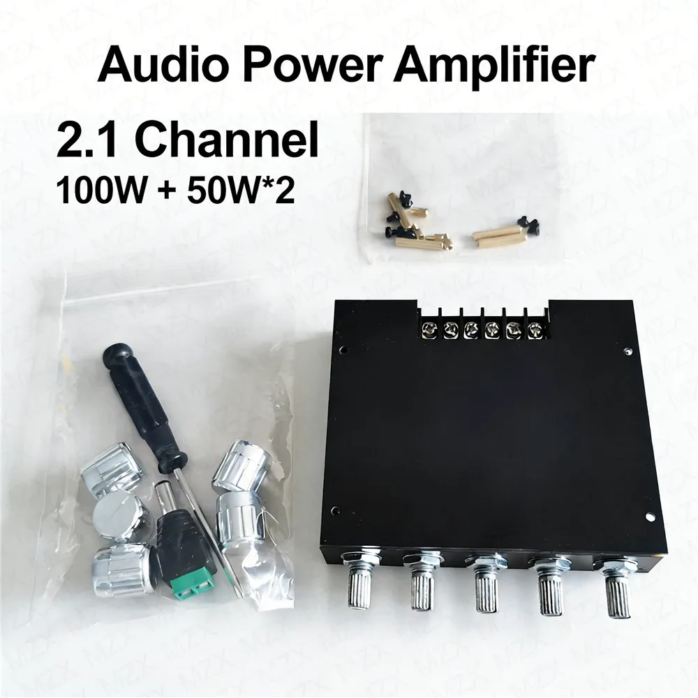 Digital Audio Power Amplifier Board 100W+50W*2 2.1Channel Speaker Module Subwoofer AUX Wireless Blutooth 12/24V Stereo Amp HiFi - 2